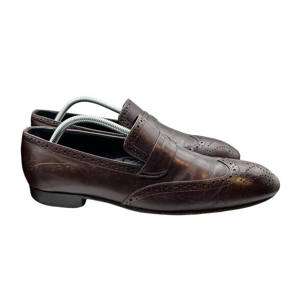 Studio Empoli Mens Loafers Size 9 Brown Leather Dress Shoes Handmade in Italy